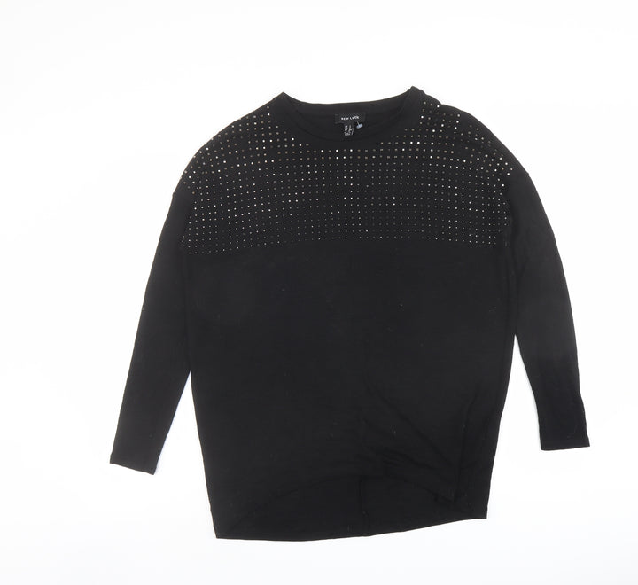 New Look Womens Black Round Neck Polyester Pullover Jumper Size S