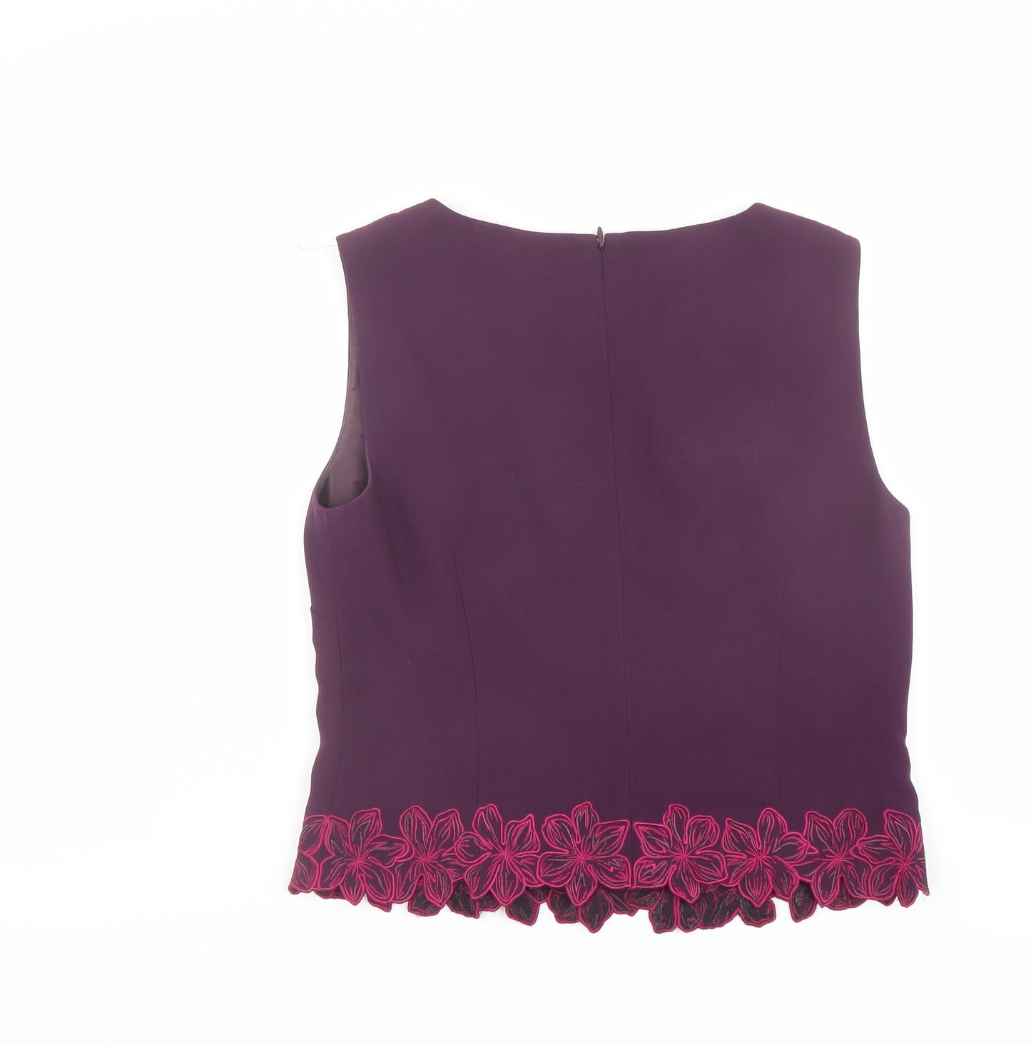 Country Casuals Womens Purple Polyester Basic Blouse Size 10 V-Neck - Hem Detail
