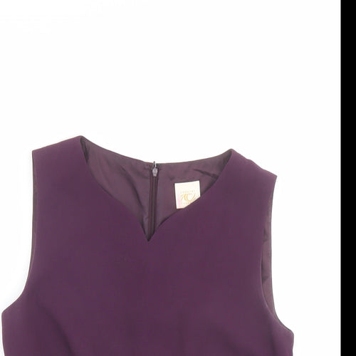 Country Casuals Womens Purple Polyester Basic Blouse Size 10 V-Neck - Hem Detail