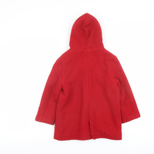 Cath Kids Girls Red Pea Coat Coat Size 5-6 Years Button