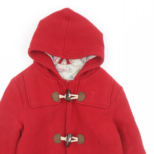 Cath Kids Girls Red Pea Coat Coat Size 5-6 Years Button
