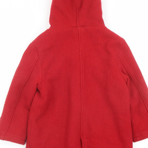 Cath Kids Girls Red Pea Coat Coat Size 5-6 Years Button