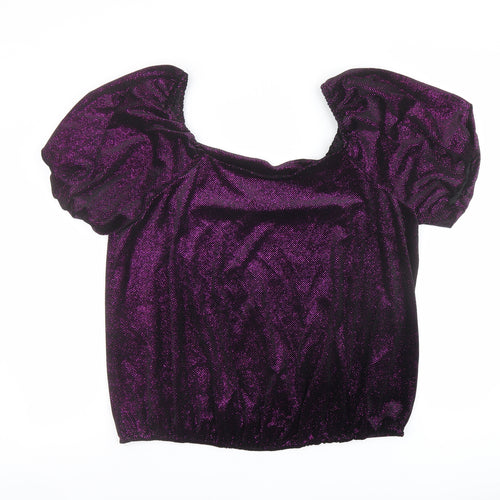 M&Co Womens Purple Polyester Basic Blouse Size 20 Boat Neck
