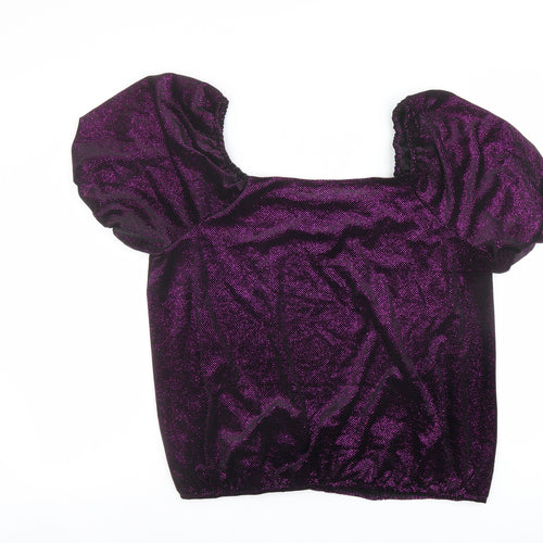 M&Co Womens Purple Polyester Basic Blouse Size 20 Boat Neck