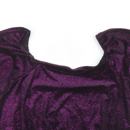 M&Co Womens Purple Polyester Basic Blouse Size 20 Boat Neck