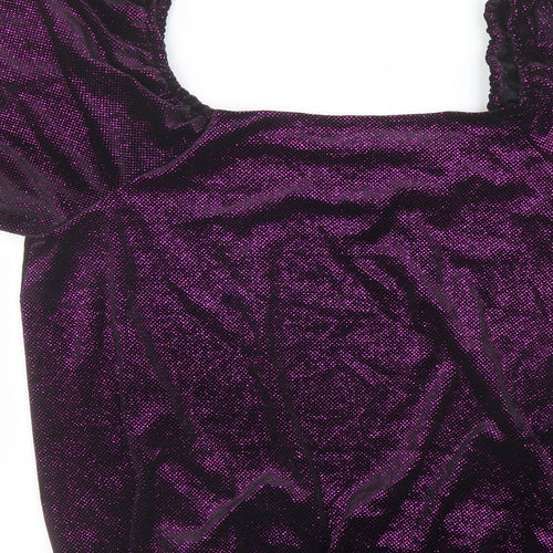 M&Co Womens Purple Polyester Basic Blouse Size 20 Boat Neck