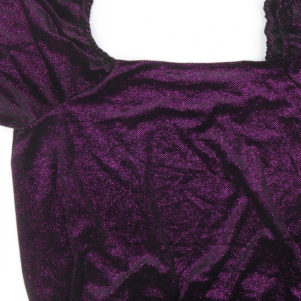 M&Co Womens Purple Polyester Basic Blouse Size 20 Boat Neck