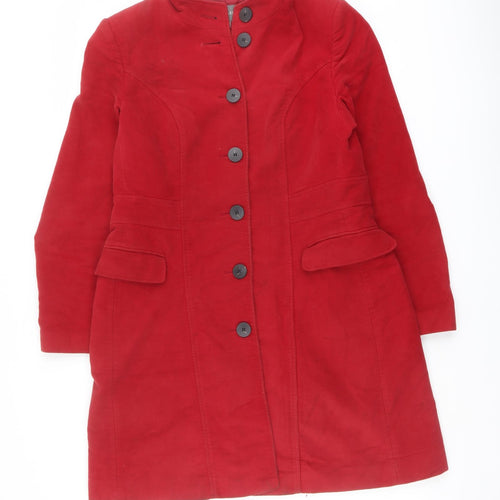 Laura Ashley Womens Red Pea Coat Coat Size 14 Button