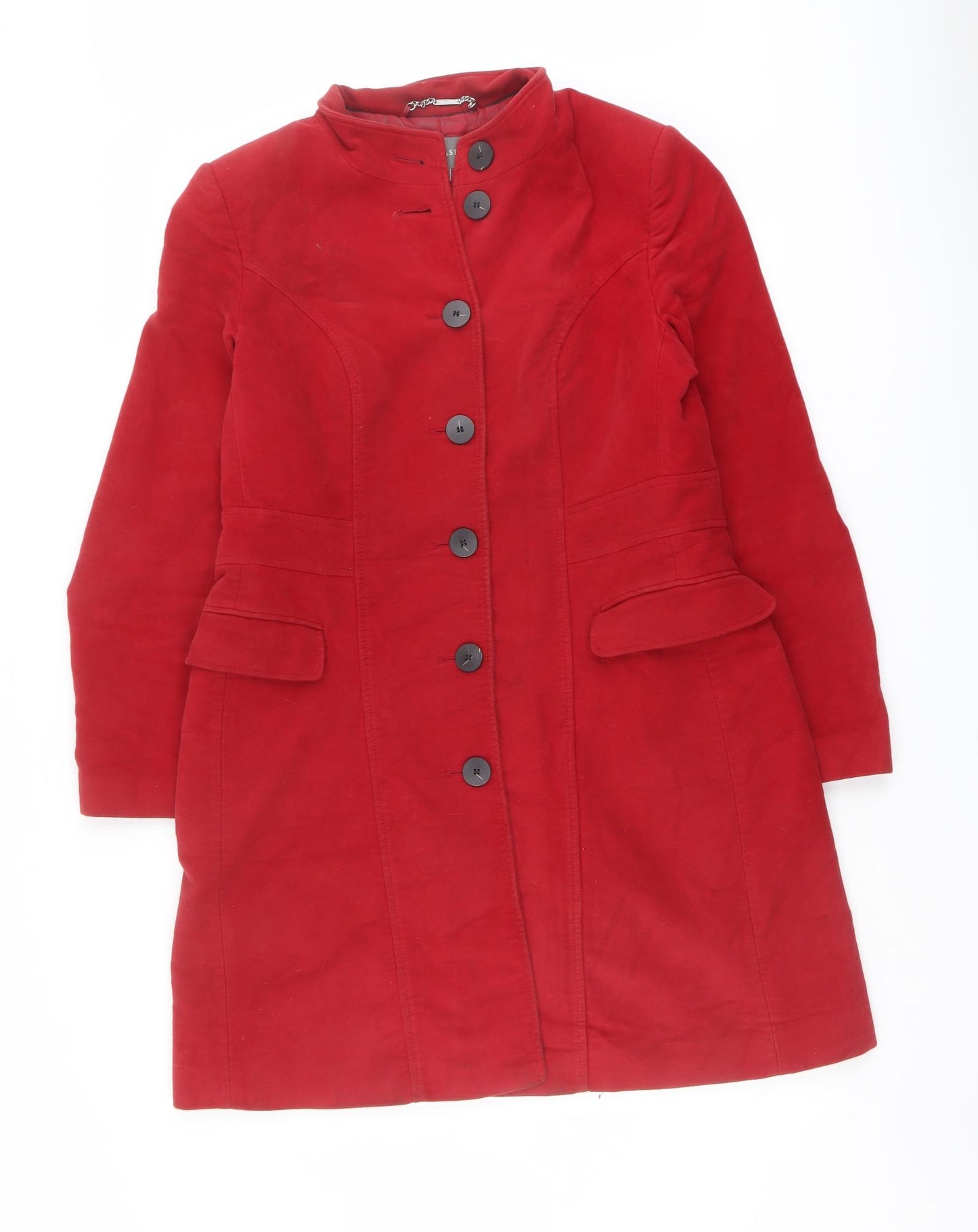 Laura Ashley Womens Red Pea Coat Coat Size 14 Button