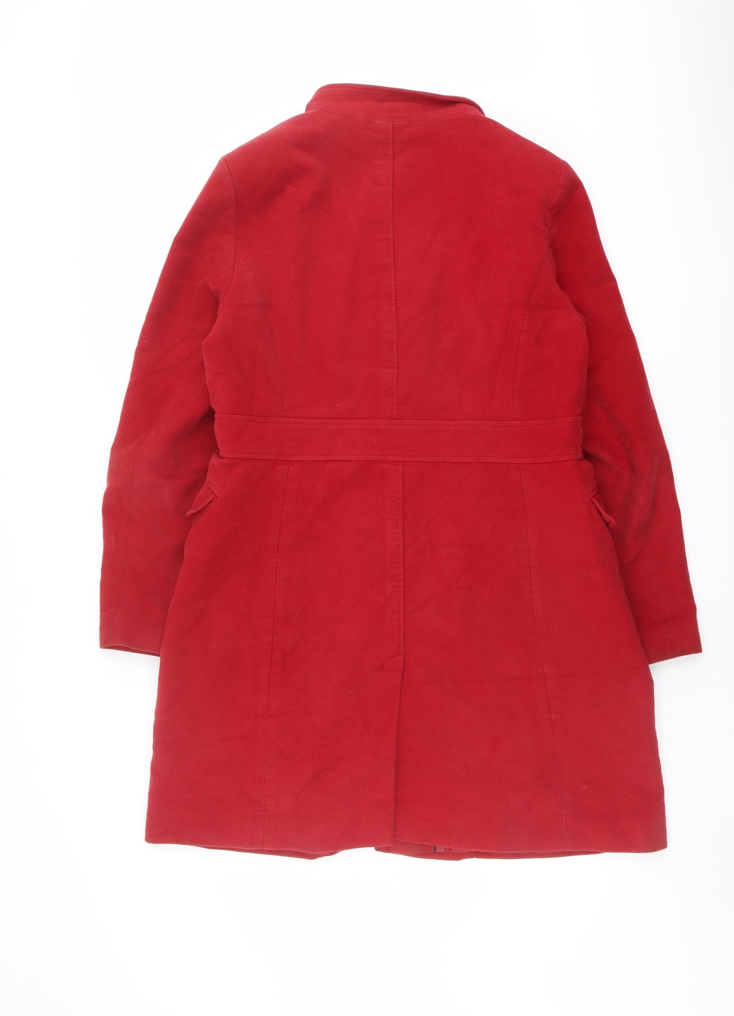 Laura Ashley Womens Red Pea Coat Coat Size 14 Button