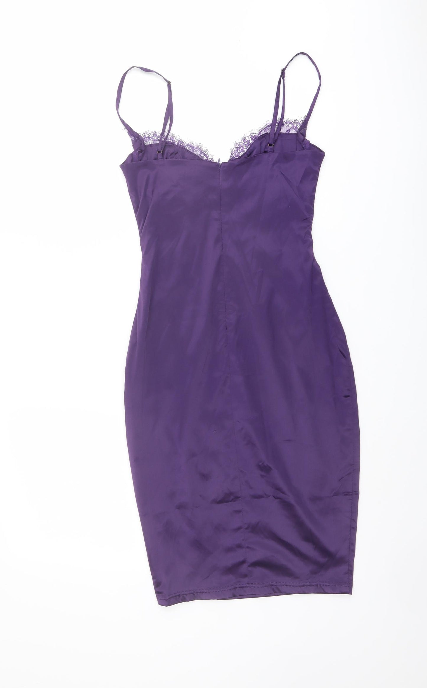 Oh Polly Womens Purple Polyester Bodycon Size 8 Sweetheart Zip - Lace Detail