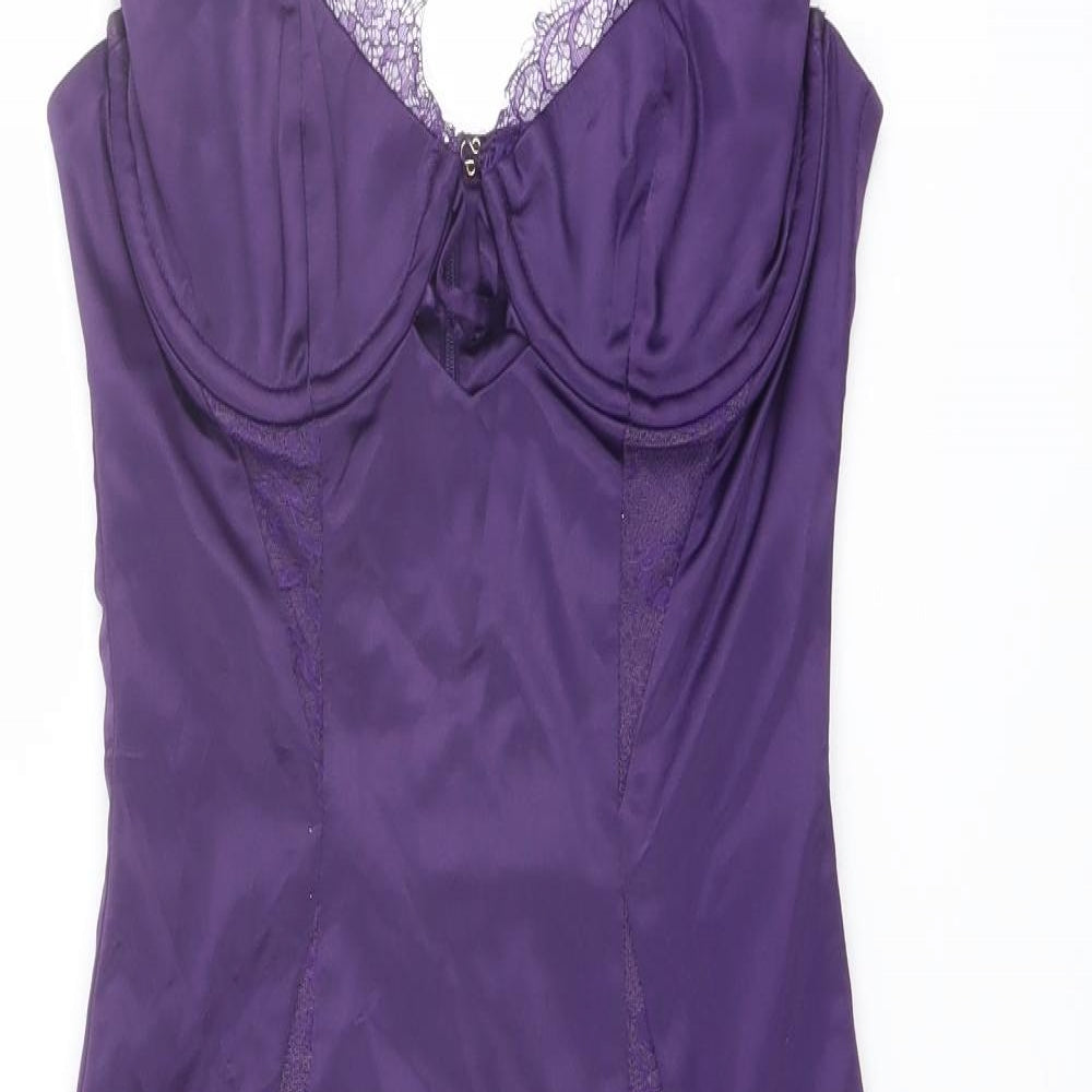 Oh Polly Womens Purple Polyester Bodycon Size 8 Sweetheart Zip - Lace Detail