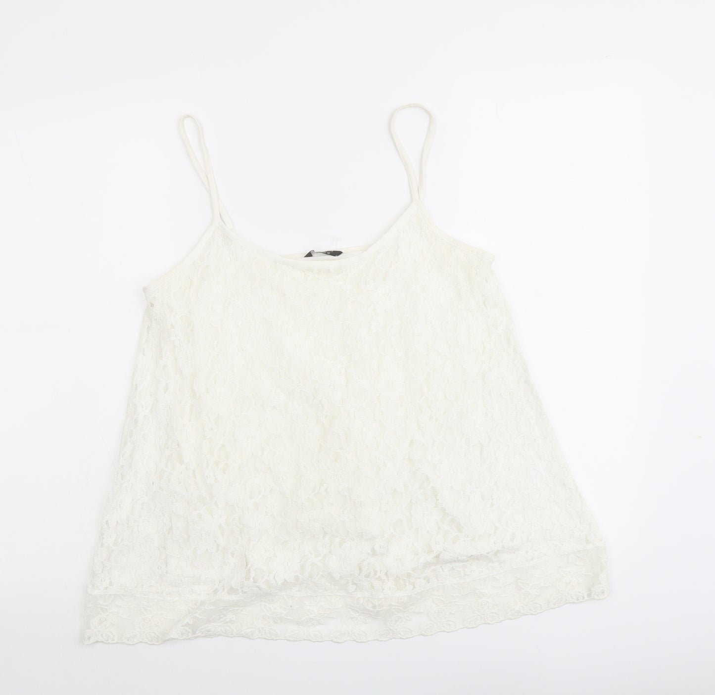M&Co Womens Ivory Cotton Basic Tank Size 12 Round Neck