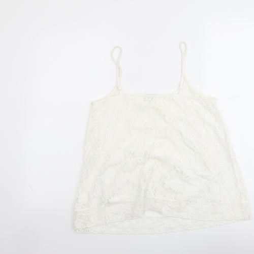 M&Co Womens Ivory Cotton Basic Tank Size 12 Round Neck