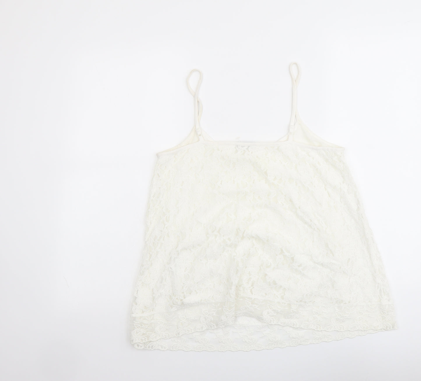 M&Co Womens Ivory Cotton Basic Tank Size 12 Round Neck