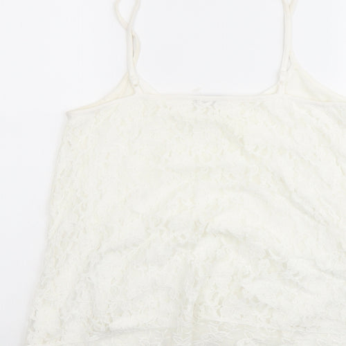 M&Co Womens Ivory Cotton Basic Tank Size 12 Round Neck