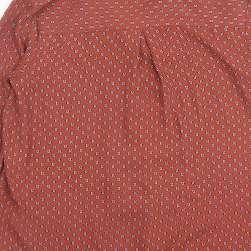 Marks and Spencer Womens Brown Geometric Polyester Basic Button-Up Size 14 Collared
