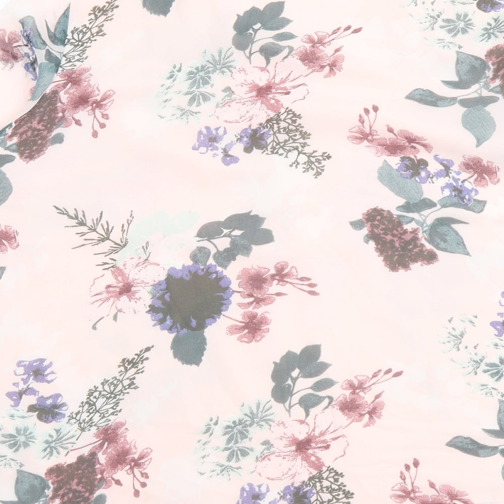 Alessa W. Womens Pink Floral Polyester Basic Blouse Size 16 Round Neck