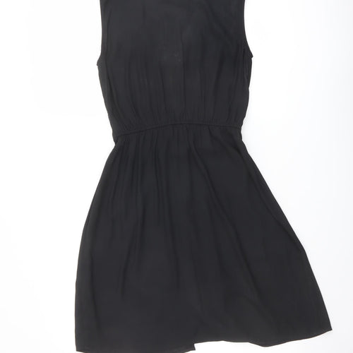 H&M Womens Black Polyester Fit & Flare Size 6 Scoop Neck Zip