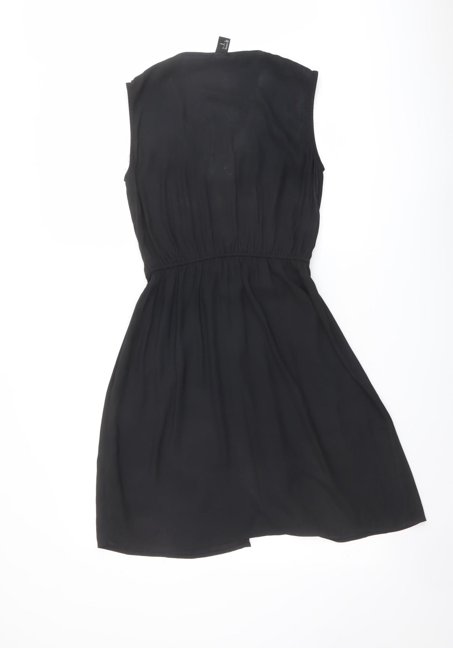 H&M Womens Black Polyester Fit & Flare Size 6 Scoop Neck Zip