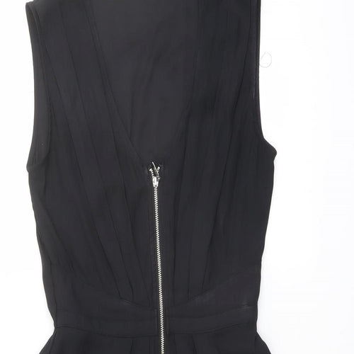 H&M Womens Black Polyester Fit & Flare Size 6 Scoop Neck Zip