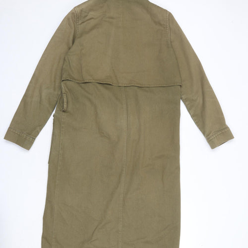 Monki Womens Green Overcoat Coat Size XS Snap