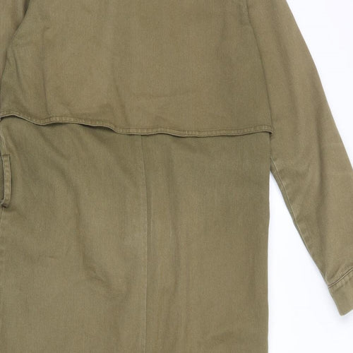 Monki Womens Green Overcoat Coat Size XS Snap