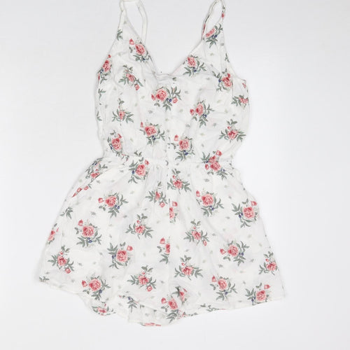 Divided by H&M Womens White Floral Viscose Playsuit One-Piece Size 10 L4 in Pullover