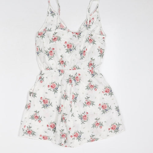 Divided by H&M Womens White Floral Viscose Playsuit One-Piece Size 10 L4 in Pullover