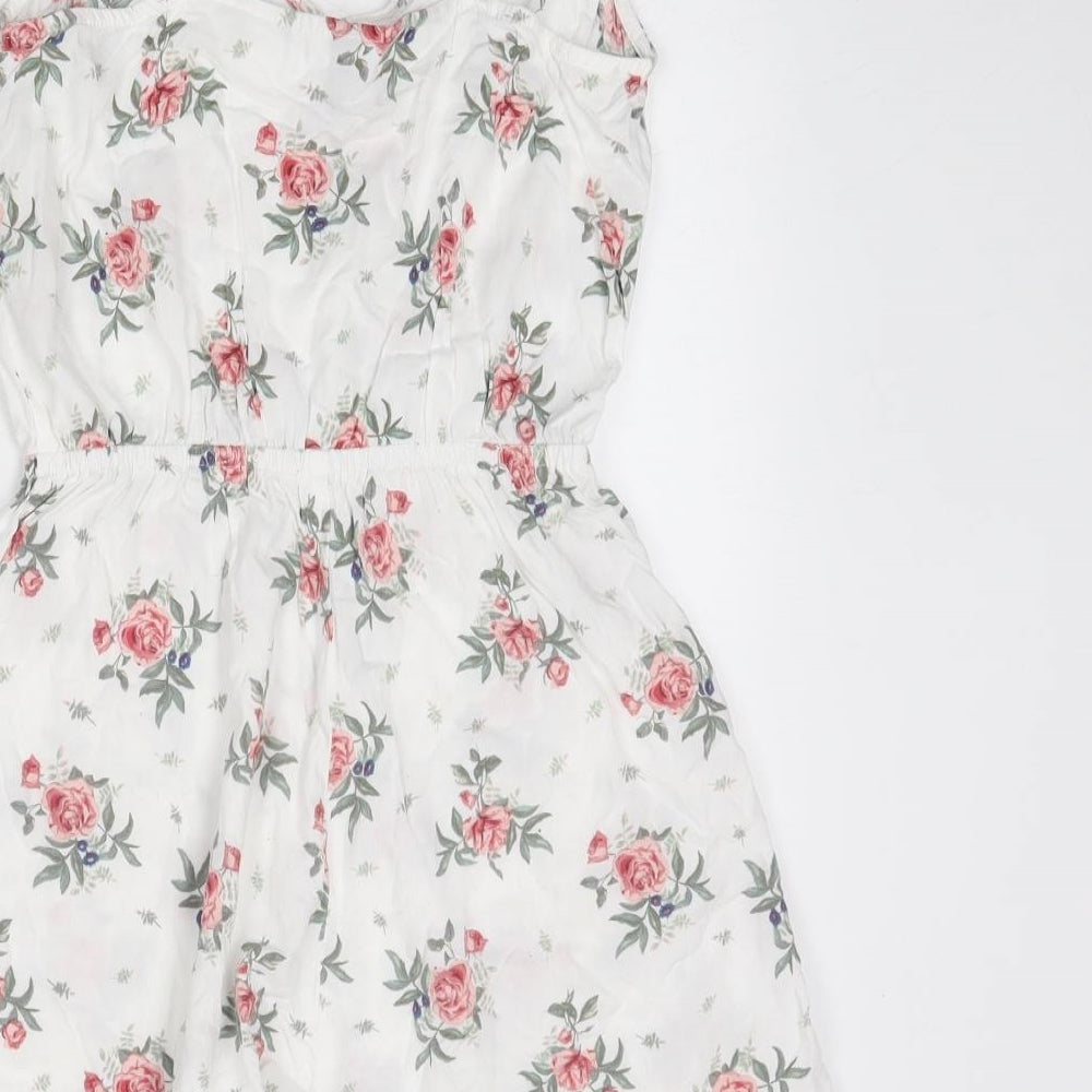 Divided by H&M Womens White Floral Viscose Playsuit One-Piece Size 10 L4 in Pullover