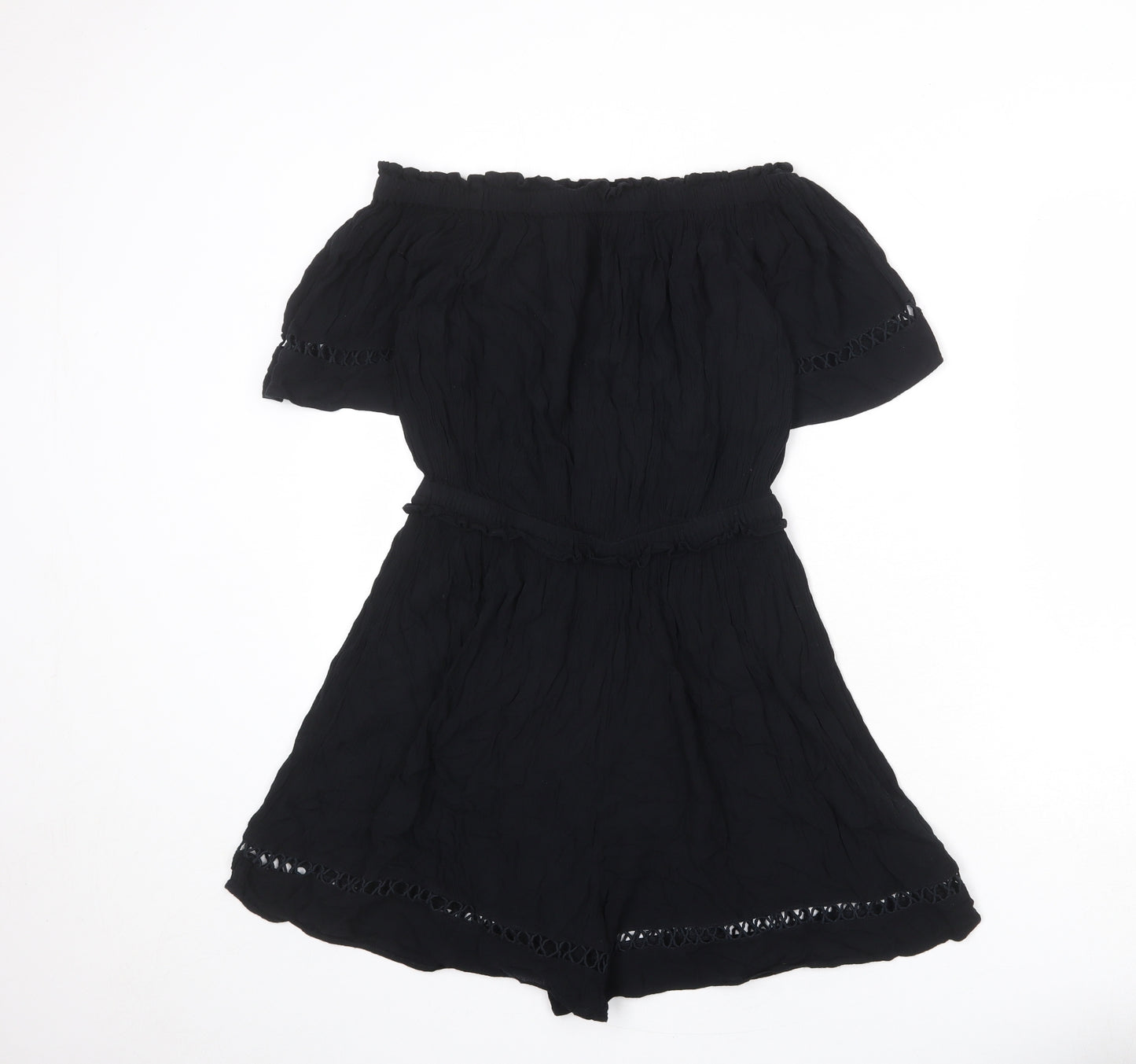 Very Womens Black Viscose Playsuit One-Piece Size 16 L4 in Pullover