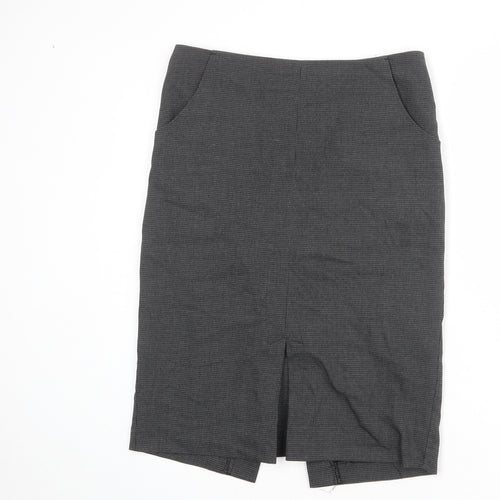 NEXT Womens Grey Geometric Polyester Bandage Skirt Size 10 Zip