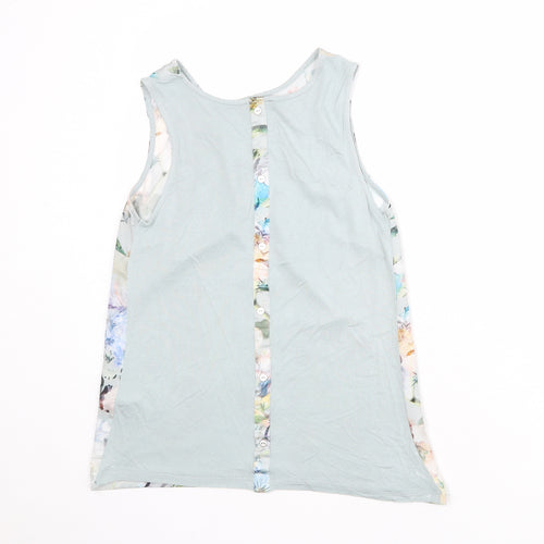 Warehouse Womens Blue Floral Polyester Basic Tank Size 8 Boat Neck
