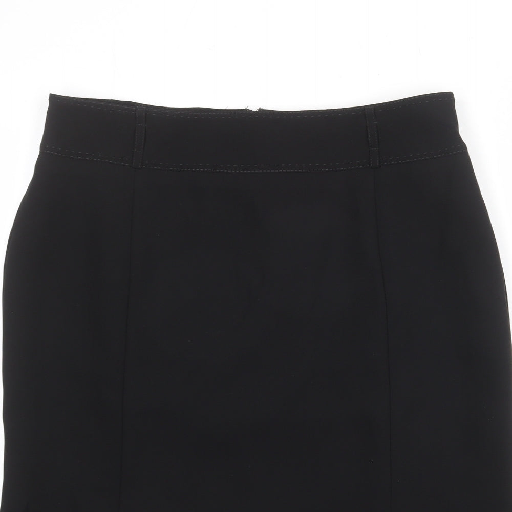 Savoir Womens Black Polyester A-Line Skirt Size 14 Zip