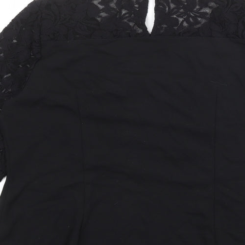 Bravissimo Womens Black Viscose Basic Blouse Size 18 Round Neck - Lace Sleeves