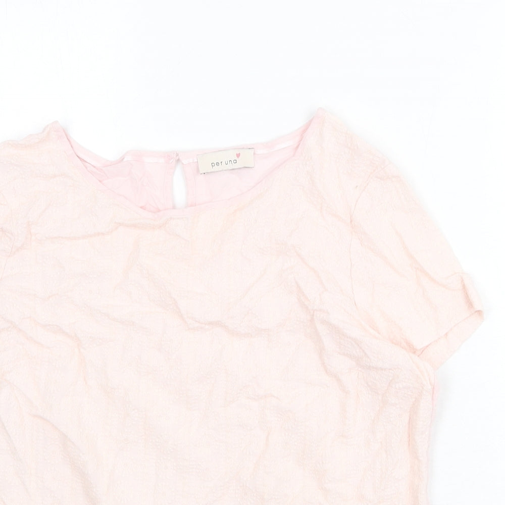 Per Una Womens Pink Viscose Basic Blouse Size 14 Boat Neck