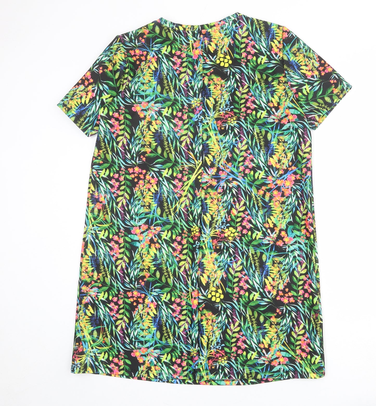 Zara Womens Multicoloured Geometric Polyester T-Shirt Dress Size L Round Neck Pullover