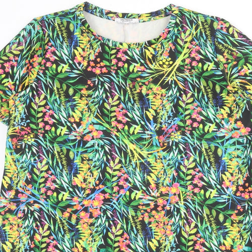 Zara Womens Multicoloured Geometric Polyester T-Shirt Dress Size L Round Neck Pullover