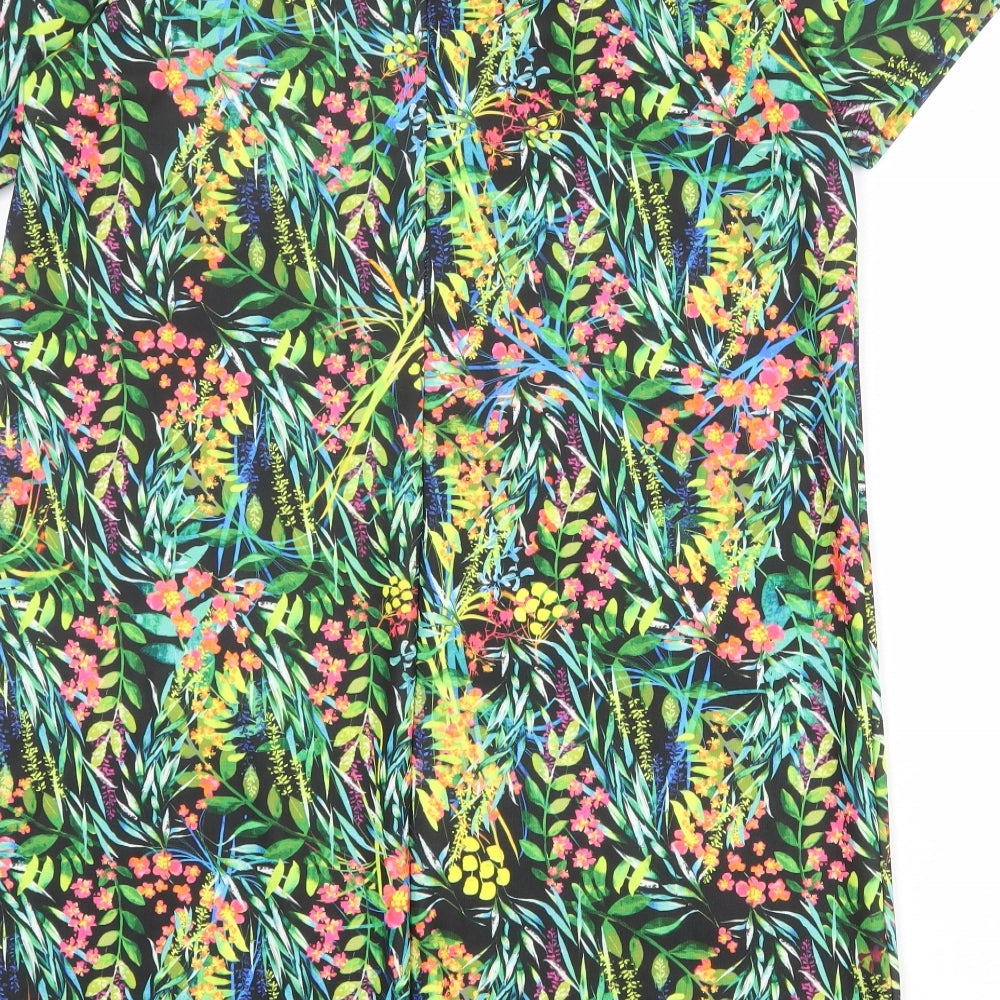 Zara Womens Multicoloured Geometric Polyester T-Shirt Dress Size L Round Neck Pullover
