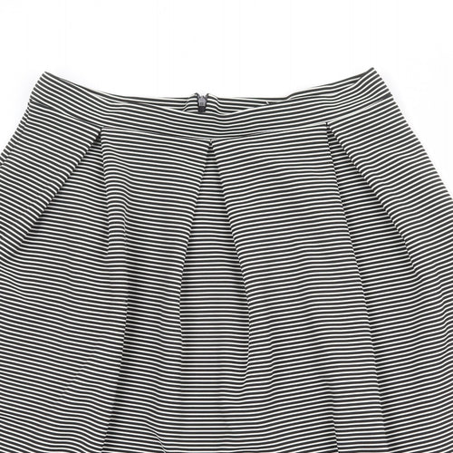 Therapy Womens Black Striped Polyester A-Line Skirt Size 14 Zip