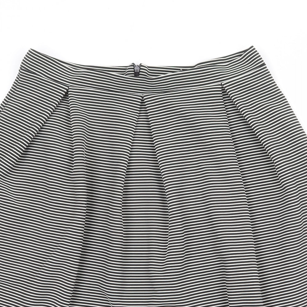 Therapy Womens Black Striped Polyester A-Line Skirt Size 14 Zip