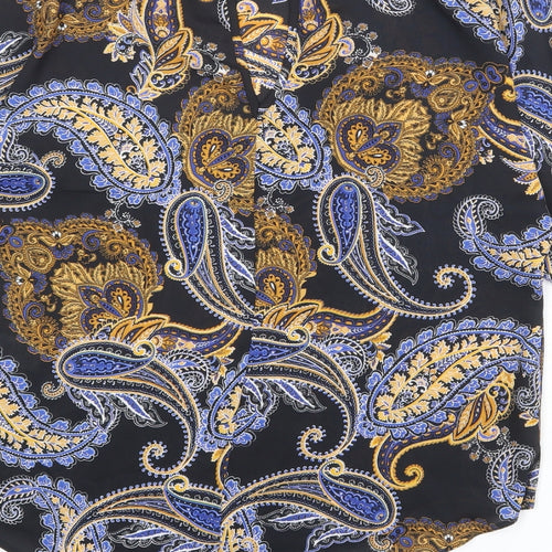 Dorothy Perkins Womens Black Paisley Polyester Basic Blouse Size 10 Boat Neck