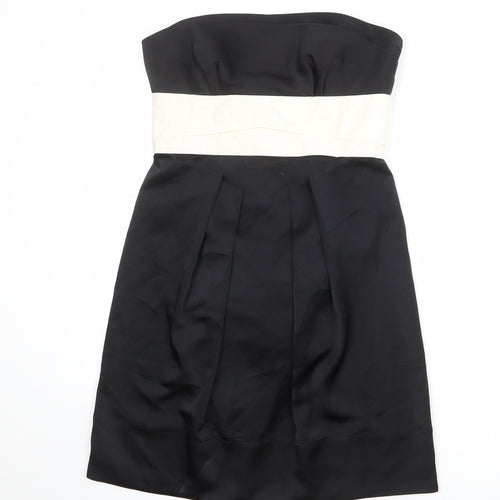 BCBGMAXAZRIA Womens Black Colourblock Polyester Mini Size 8 Square Neck Zip - Strapless