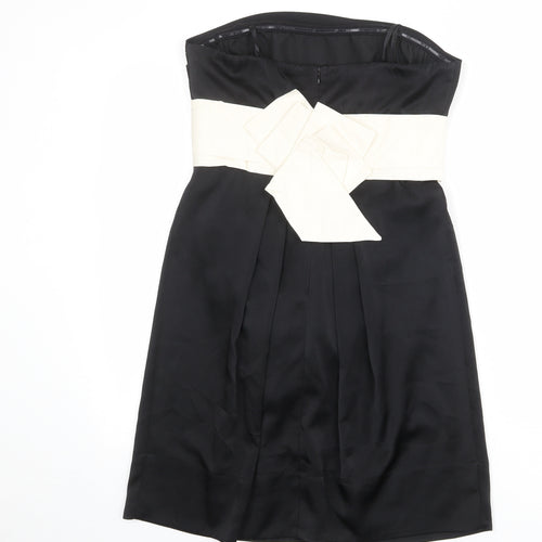 BCBGMAXAZRIA Womens Black Colourblock Polyester Mini Size 8 Square Neck Zip - Strapless