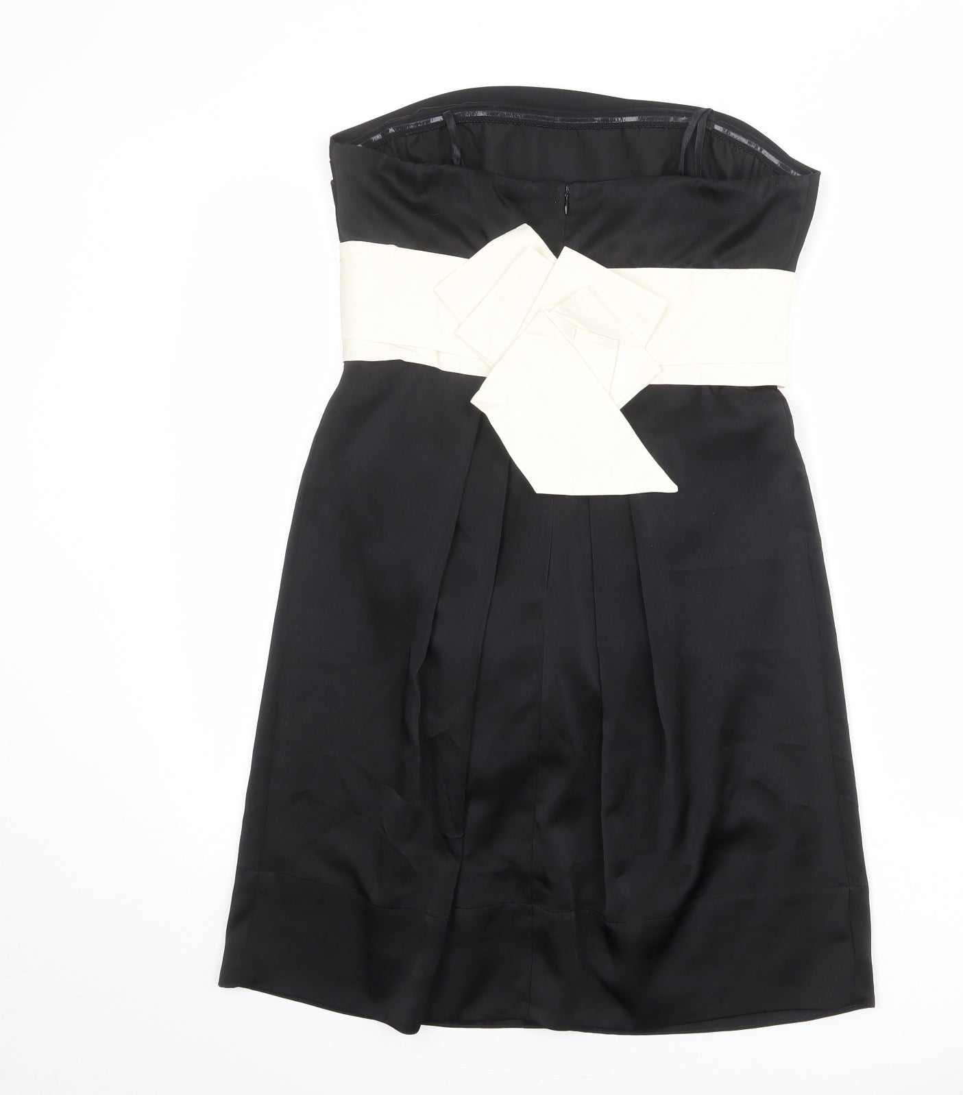 BCBGMAXAZRIA Womens Black Colourblock Polyester Mini Size 8 Square Neck Zip - Strapless