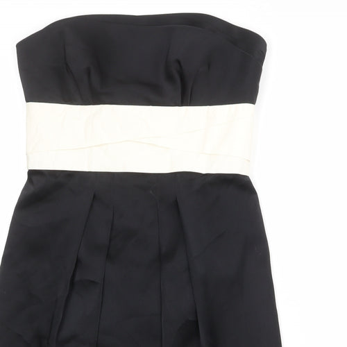 BCBGMAXAZRIA Womens Black Colourblock Polyester Mini Size 8 Square Neck Zip - Strapless