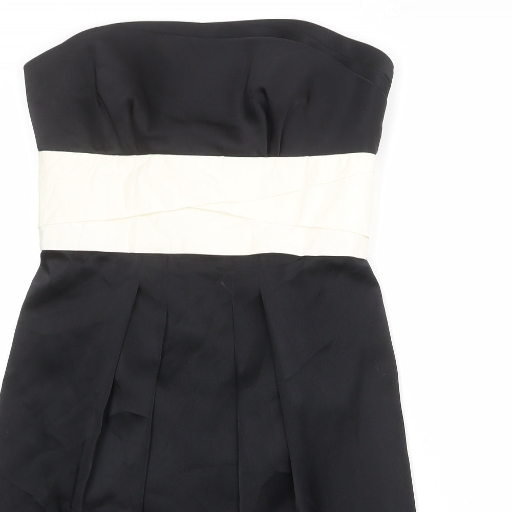 BCBGMAXAZRIA Womens Black Colourblock Polyester Mini Size 8 Square Neck Zip - Strapless
