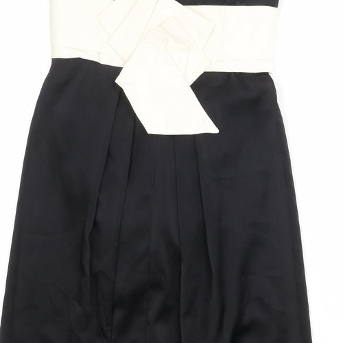 BCBGMAXAZRIA Womens Black Colourblock Polyester Mini Size 8 Square Neck Zip - Strapless