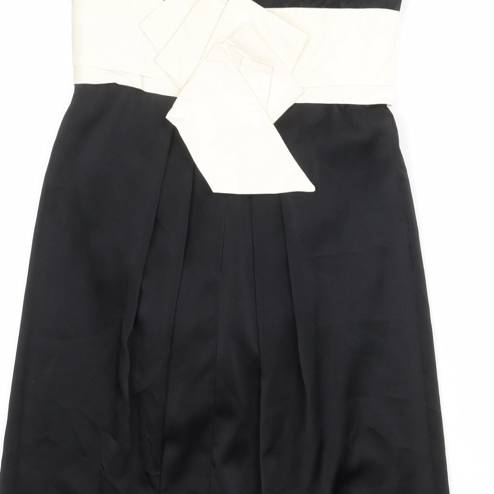 BCBGMAXAZRIA Womens Black Colourblock Polyester Mini Size 8 Square Neck Zip - Strapless