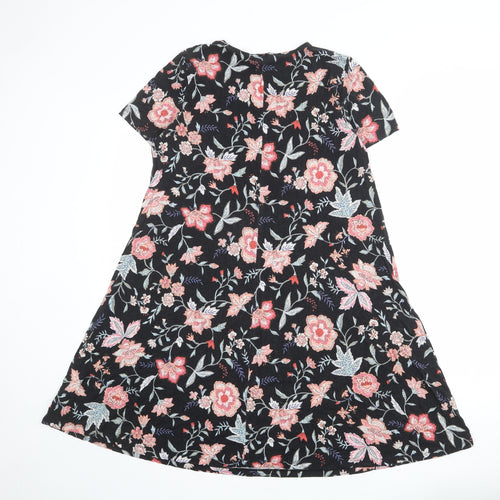 Old Navy Womens Black Floral Viscose A-Line Size L Boat Neck Pullover